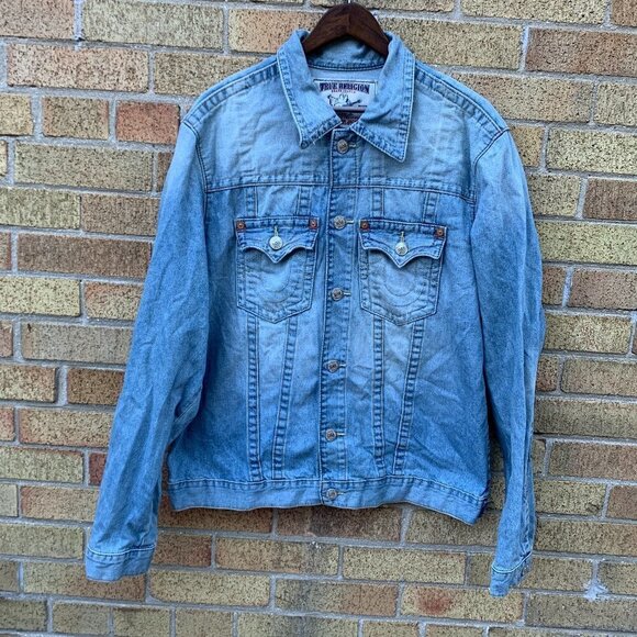 Vintage True Religion Denim Jacket Trucker Jacket XXL - Picture 1 of 6